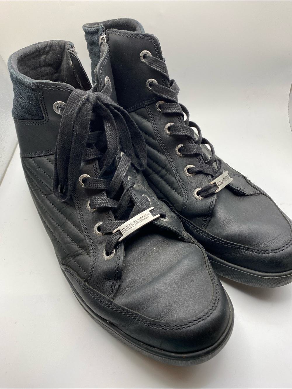 Black Men's High-Top Leather Sneakers